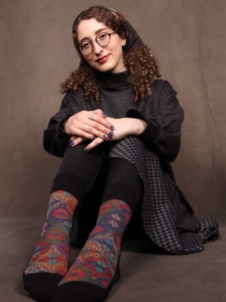 جوراب نیم ساق نخ و پنبه طرح هفت کاشی