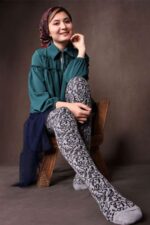 جوراب بالای زانو طرح گل و مرغ