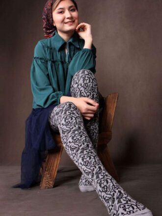 جوراب بالای زانو طرح گل و مرغ