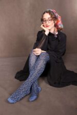 جوراب بالای زانو طرح گل و مرغ