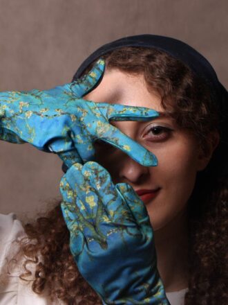 دستکش نخی طرحدار مدل شکوفه بادام