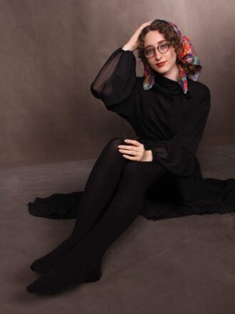 جوراب بالای زانو نخ و پنبه تمام مشکی