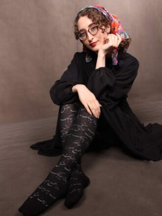 جوراب بالای زانو نخ و پنبه طرح حافظ