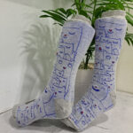 جوراب نیم ساق طرح پیشول طوسی آبی