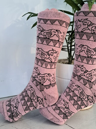 جوراب نیم ساق طرح اسب شاخدار صورتی