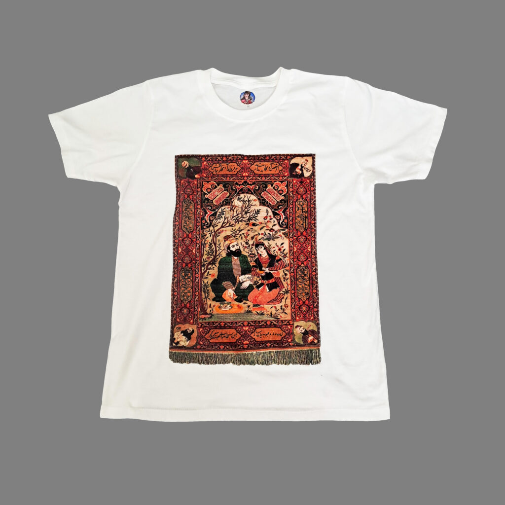 تیشرت پنبه ای با طرح تکه دوزی فرش شاعران