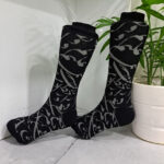 جوراب نیم ساق طرح سیاه مشق مشکی