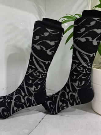 جوراب نیم ساق طرح سیاه مشق مشکی