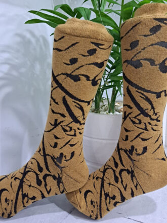 جوراب نیم ساق طرح سیاه مشق نسکافه ای