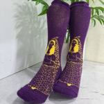 جوراب نیم ساق طرح خاتون بنفش