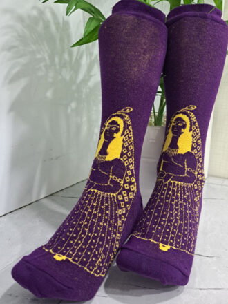 جوراب نیم ساق طرح خاتون بنفش