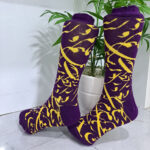 جوراب نیم ساق طرح سیاه مشق بنفش