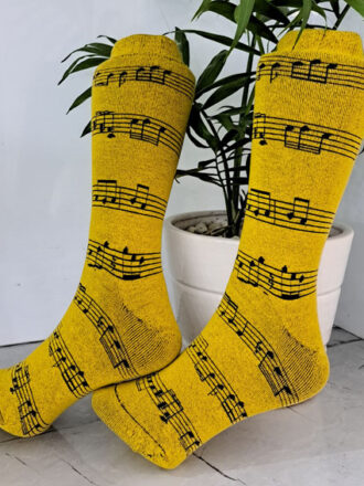 جوراب نیم ساق طرح نت زرد