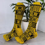 جوراب نیم ساق طرح دونه برفی زرد