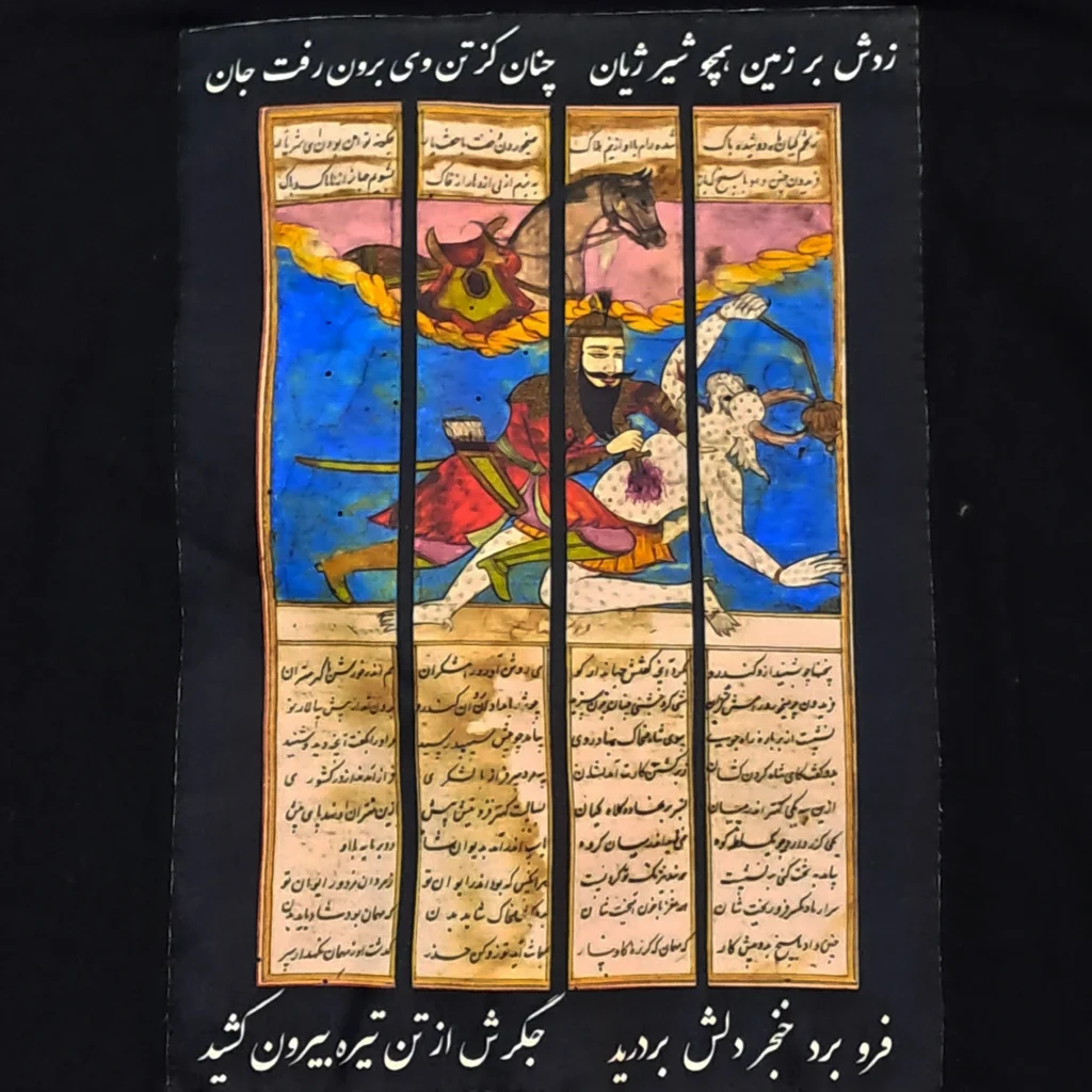 تیشرت طرح شاهنامه رزم رستم با دیو سپید